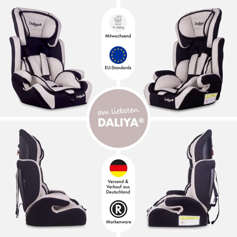 Daliya® Carsitto Kinderautositz 9-36 KG Beige - Schwarz