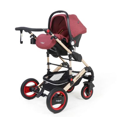 Daliya&reg; BAMBIMO 3in1 Kinderwagen &amp; Buggy mit Babyschale (Elegance-Rot)