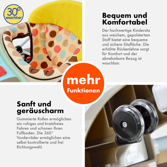 Daliya® BEBISTEP 4in1 Spiel- und Lauflernwagen (Braun)