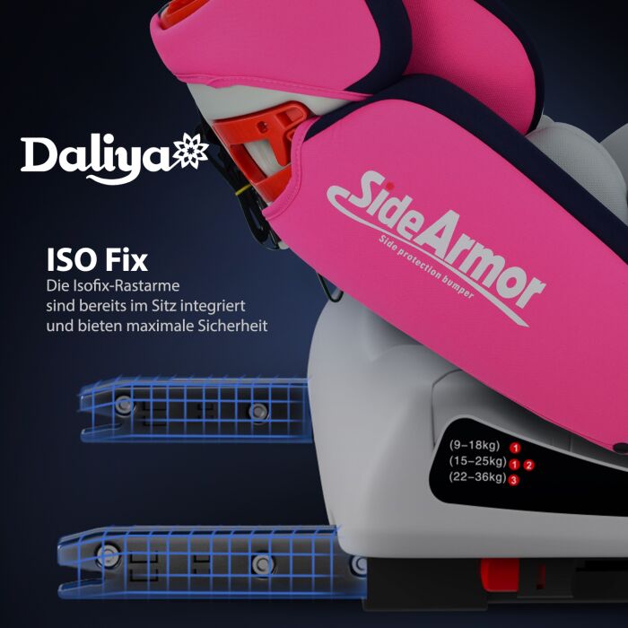 Daliya&reg; SITORINO Kinderautositz Isofix 0-36KG Gruppe 0+ / I / II / III (Pink)