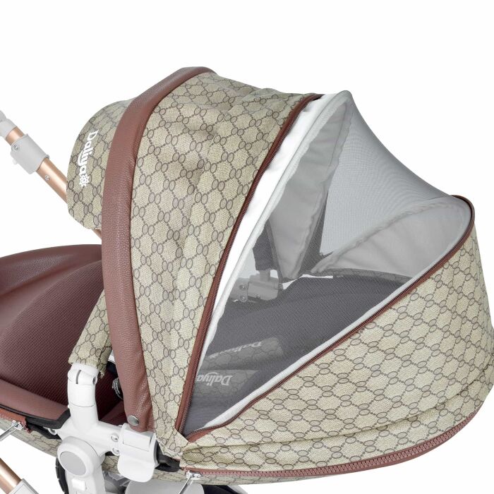 Daliya® TURNIYO 2in1 Kinderwagen 360°drehbar (Braun mit Motiv)