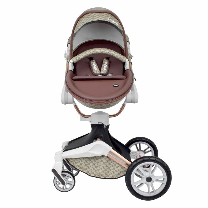Daliya® TURNIYO 2in1 Kinderwagen 360°drehbar (Braun mit Motiv)