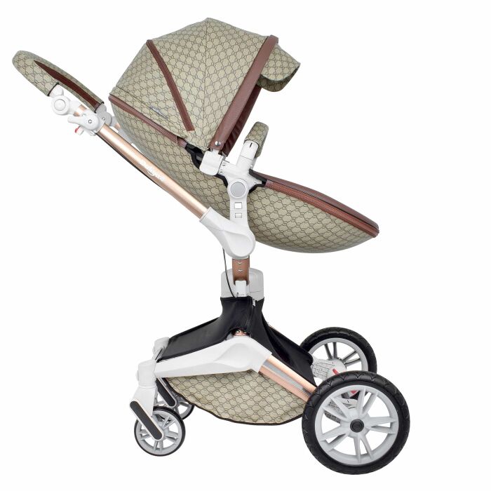 Daliya® TURNIYO 2in1 Kinderwagen 360°drehbar (Braun mit Motiv)
