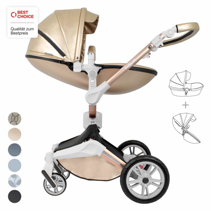 Daliya® TURNIYO 2in1 Kinderwagen 360°drehbar (Gold / Champagne)