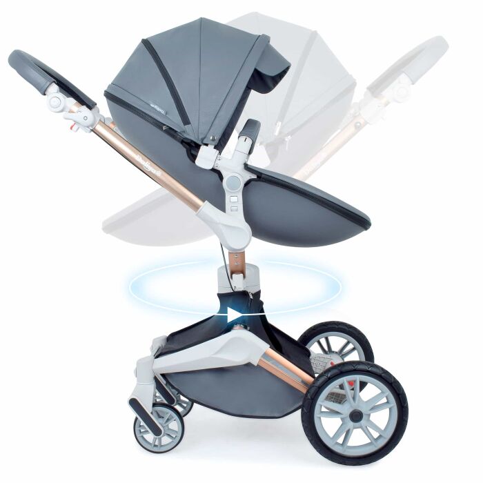 Daliya® TURNIYO 2in1 Kinderwagen 360°drehbar (Dunkelgrau)