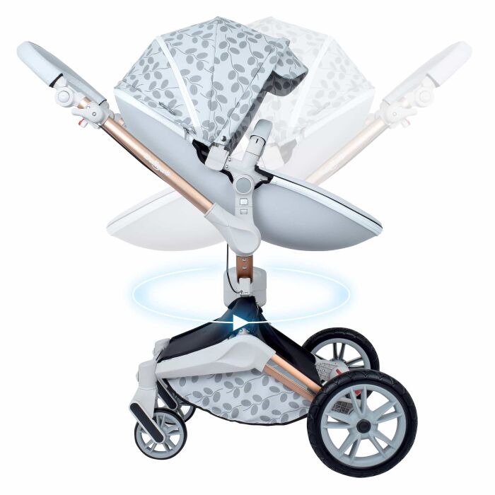 Daliya® TURNIYO 2in1 Kinderwagen 360°drehbar (Grau mit Muster)
