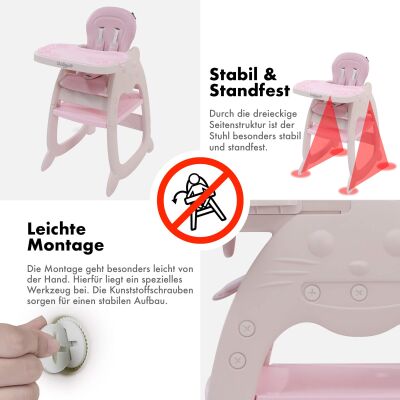 Daliya® MULTIHOK 4in1 Baby- & Kinderhochstuhl (Pink)