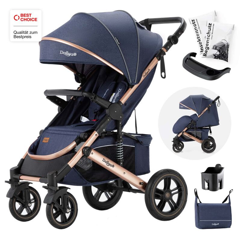 Daliya® RAPIDY Buggy Kinderwagen (Blau-Gold)