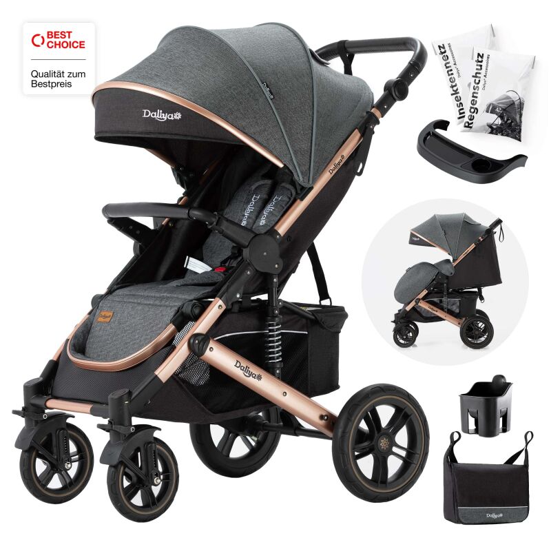 Daliya® RAPIDY Buggy Kinderwagen (Dunkelgrau-Gold)
