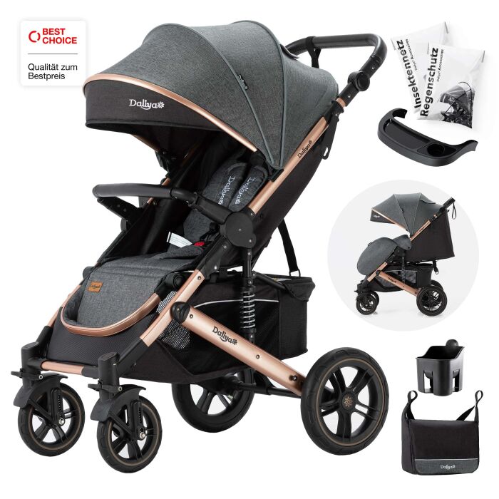 Daliya® RAPIDY Buggy Kinderwagen (Dunkelgrau-Gold)