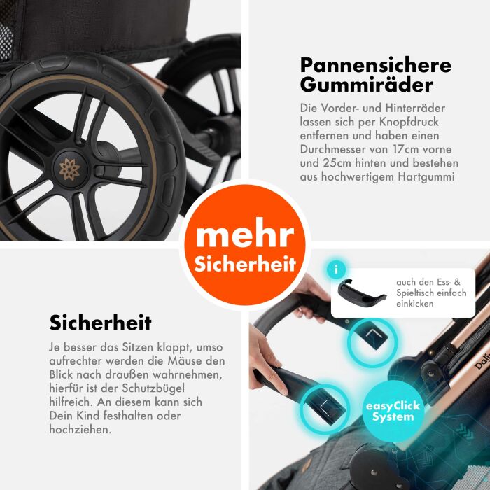 Daliya® RAPIDY Buggy Kinderwagen (Dunkelgrau-Gold)