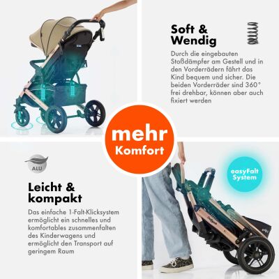 Daliya® RAPIDY Buggy Kinderwagen (Khaki-Gold)