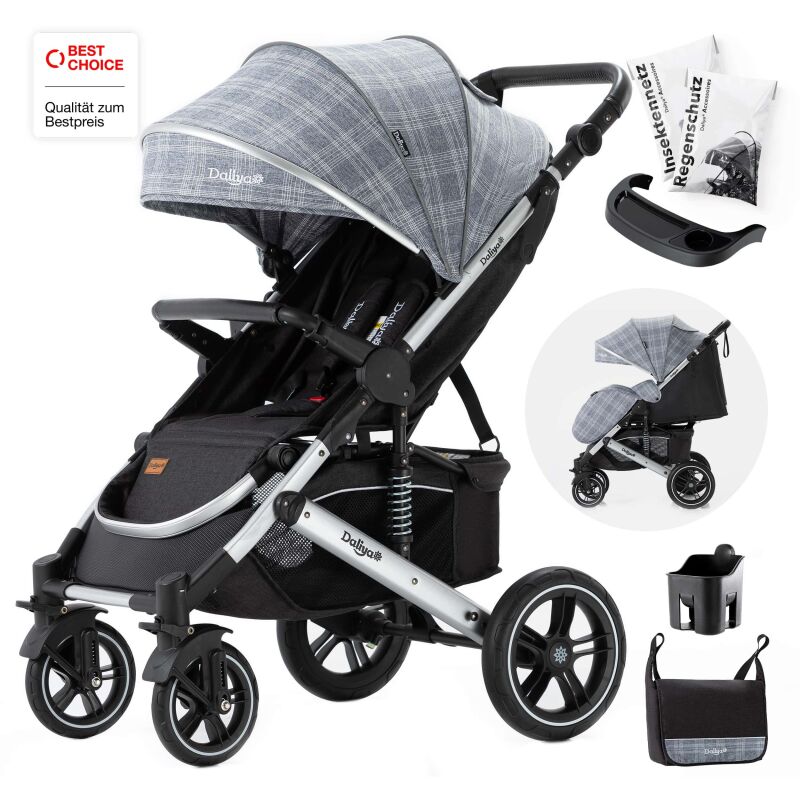 Daliya® RAPIDY Buggy Kinderwagen (Grau mit Muster-Silber)
