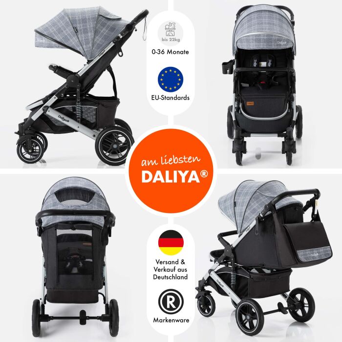 Daliya® RAPIDY Buggy Kinderwagen (Grau mit Muster-Silber)