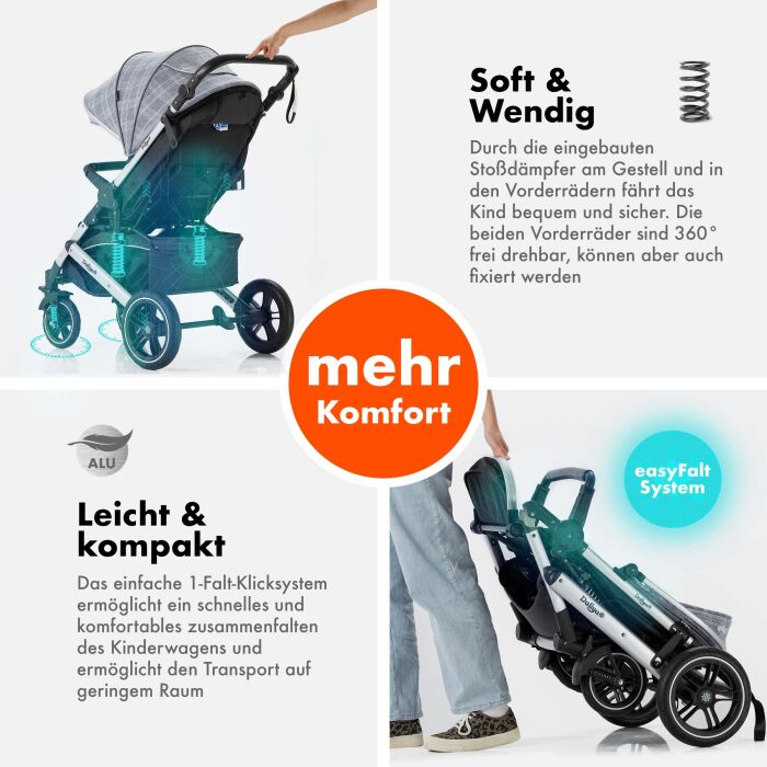 Daliya&reg; RAPIDY Buggy Kinderwagen (Grau mit Muster-Silber)