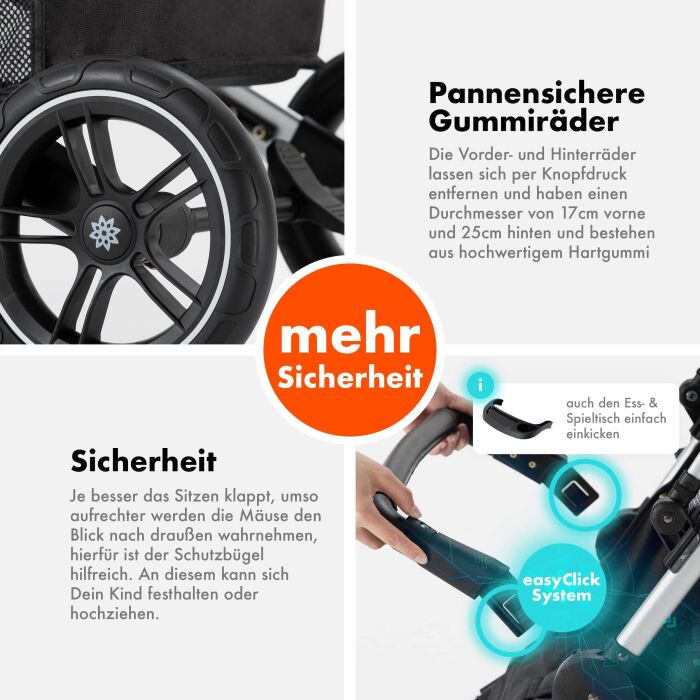 Daliya® RAPIDY Buggy Kinderwagen (Grau mit Muster-Silber)