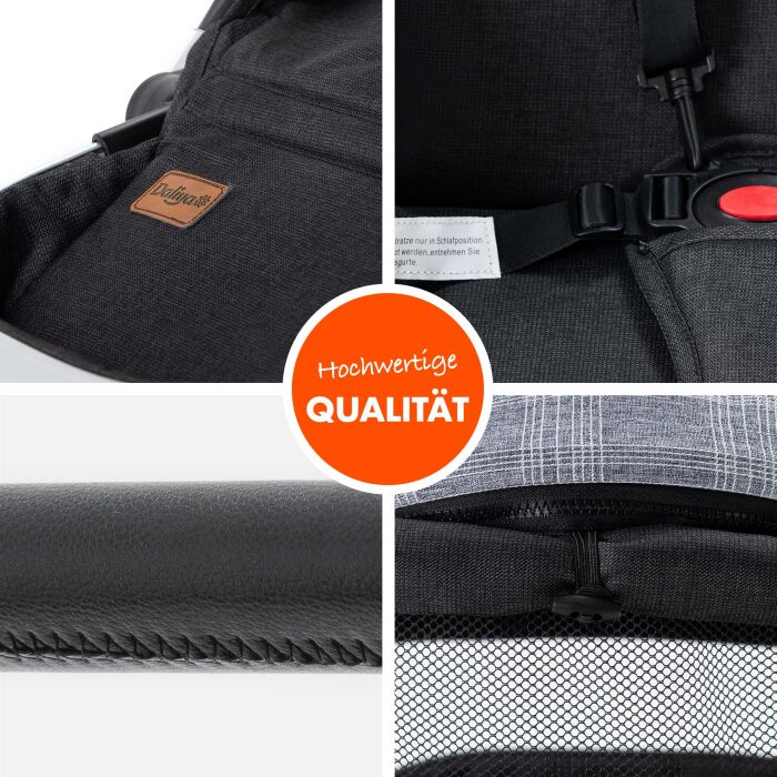 Daliya® RAPIDY Buggy Kinderwagen (Grau mit Muster-Silber)
