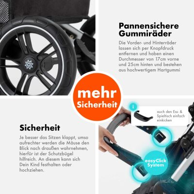 Daliya® RAPIDY Buggy Kinderwagen (Grau mit Muster-Silber)