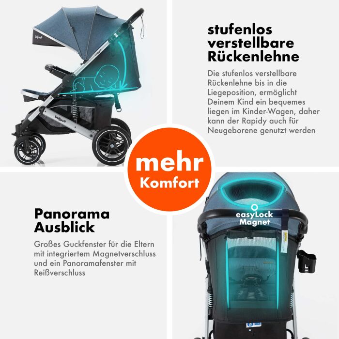 Daliya&reg; RAPIDY Buggy Kinderwagen (Blau-Silber)