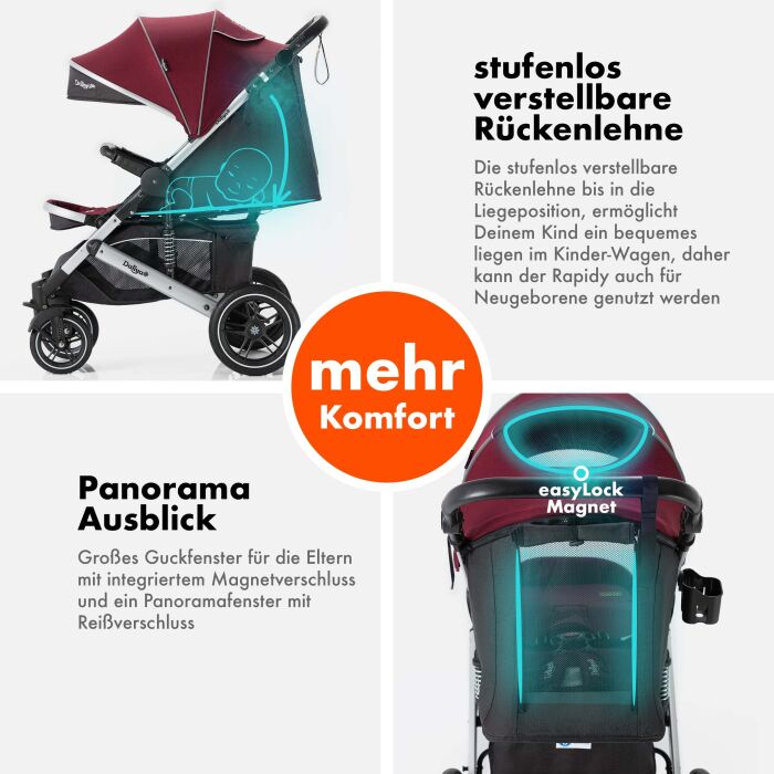 Daliya&reg; RAPIDY Buggy Kinderwagen (Rot-Silber)