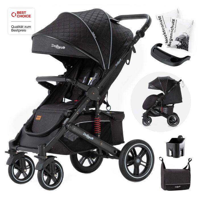 Daliya® RAPIDY Buggy Kinderwagen (Schwarz mit Muster-Schwarz)