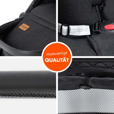 Daliya® RAPIDY Buggy Kinderwagen (Schwarz mit Muster-Schwarz)