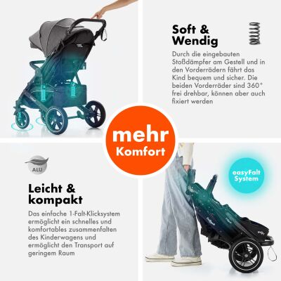 Daliya® RAPIDY Buggy Kinderwagen (Dunkelgrau-Schwarz)