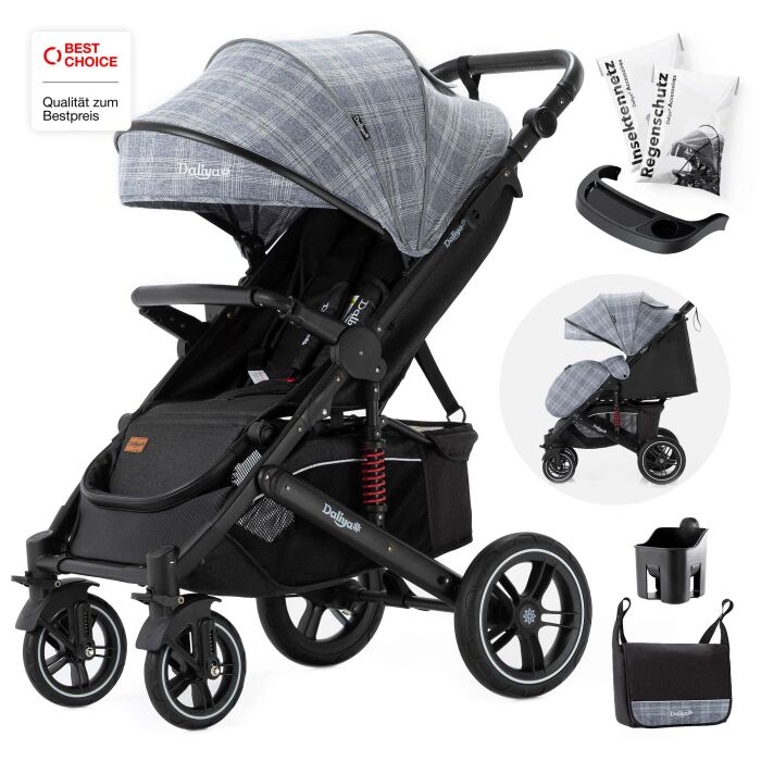 Daliya® RAPIDY Buggy Kinderwagen (Grau mit Muster-Schwarz)