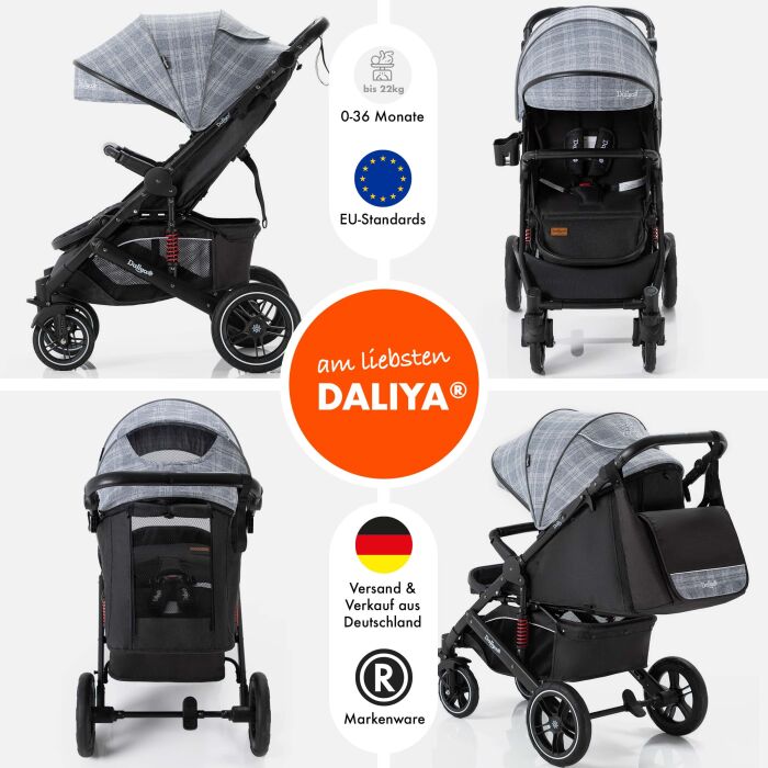 Daliya® RAPIDY Buggy Kinderwagen (Grau mit Muster-Schwarz)