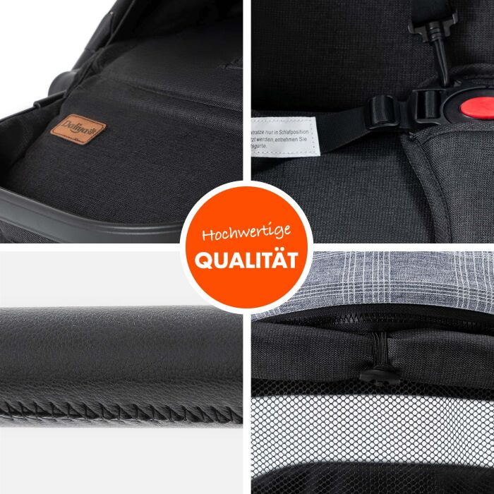 Daliya® RAPIDY Buggy Kinderwagen (Grau mit Muster-Schwarz)