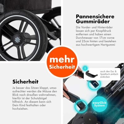 Daliya® RAPIDY Buggy Kinderwagen (Grau mit Muster-Schwarz)