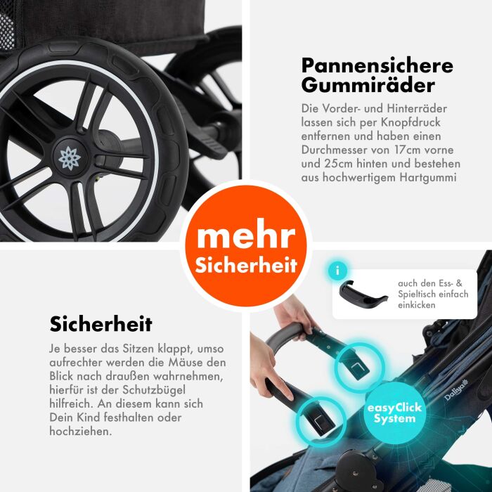 Daliya® RAPIDY Buggy Kinderwagen (Blau-Schwarz)
