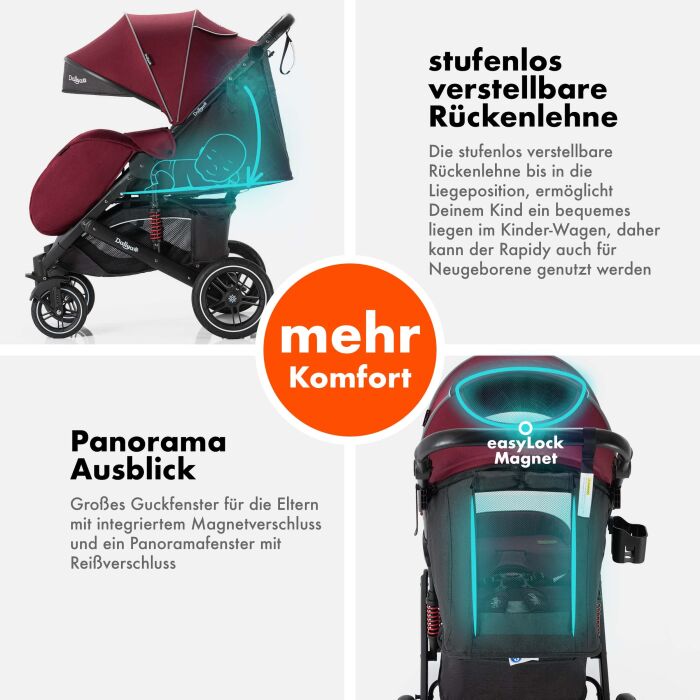 Daliya&reg; RAPIDY Buggy Kinderwagen (Rot-Schwarz)