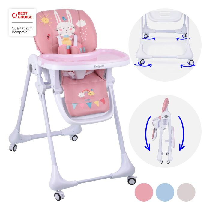 Daliya® SITONMI 3in1 Kinderhochstuhl & Babyliege (Rosa)