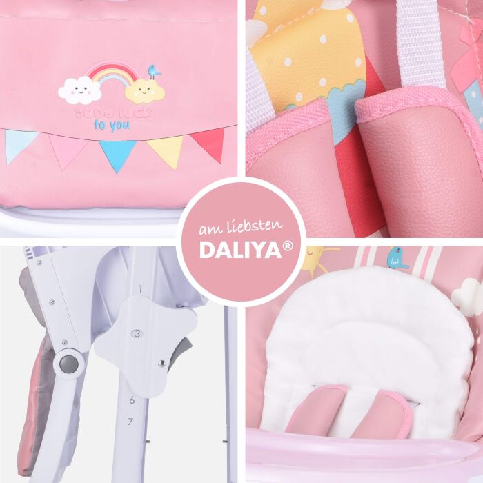 Daliya® SITONMI 3in1 Kinderhochstuhl & Babyliege (Rosa)