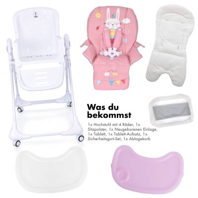 Daliya® SITONMI 3in1 Kinderhochstuhl & Babyliege (Rosa)