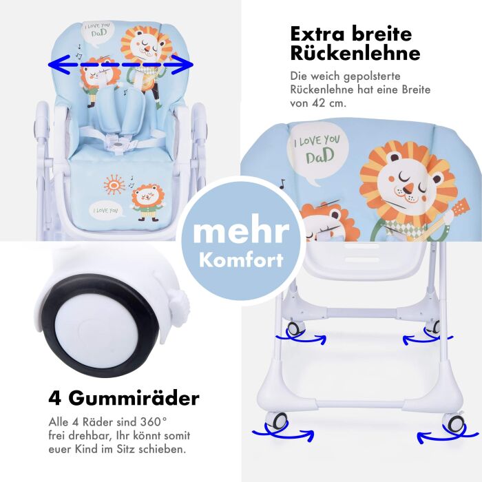 Daliya&reg; SITONMI 3in1 Kinderhochstuhl &amp; Babyliege (Blau)