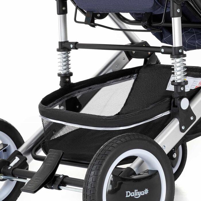 Daliya&reg; BAMBIMO 3in1 Kinderwagen &amp; Buggy mit Babyschale (Blau mit Kontrast-N&auml;hten)