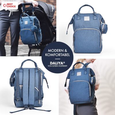 Daliya&reg; PAKMI Wickelrucksack mit Zubeh&ouml;r (Jeansblau)