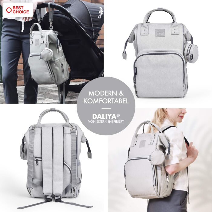 Daliya&reg; PAKMI Wickelrucksack mit Zubeh&ouml;r (Grau)