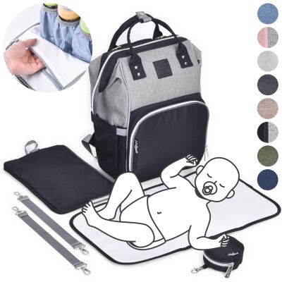 Daliya&reg; PAKMI Wickelrucksack mit Zubeh&ouml;r (Grau/Schwarz)