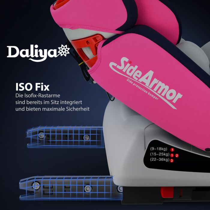 SITORINO Kindersitz mit Isofix (ein Daliya&reg; refurbished Produkt Pink)