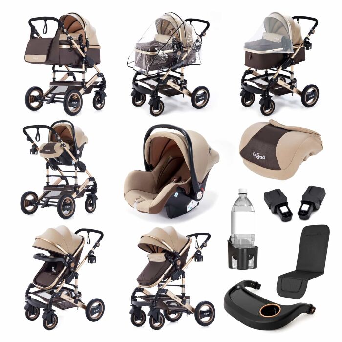 BAMBIMO Kinderwagen 3in1 (ein Daliya® refurbished Produkt Braun - Gold)