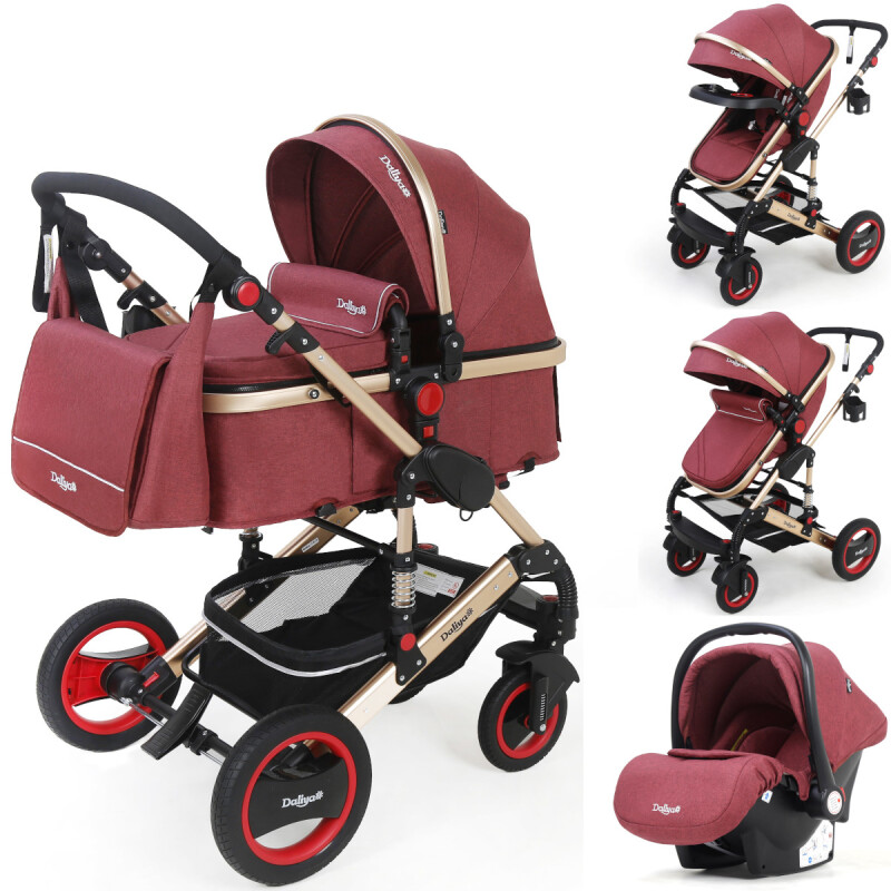 BAMBIMO Kinderwagen 3in1 (ein Daliya® refurbished Produkt Elegance-Rot)