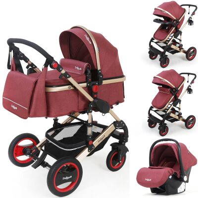 BAMBIMO Kinderwagen 3in1 (ein Daliya&reg; refurbished Produkt Elegance-Rot)