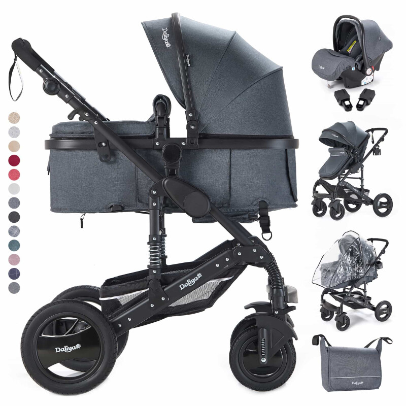 BAMBIMO Kinderwagen 3in1 (ein Daliya® refurbished Produkt Dunkel-Grau)