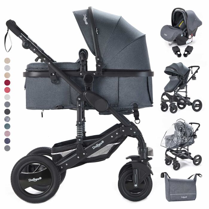 BAMBIMO Kinderwagen 3in1 (ein Daliya® refurbished Produkt Dunkel-Grau)