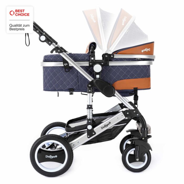 BAMBIMO Kinderwagen 3in1 (ein Daliya® refurbished Produkt Blau mit Weiß)