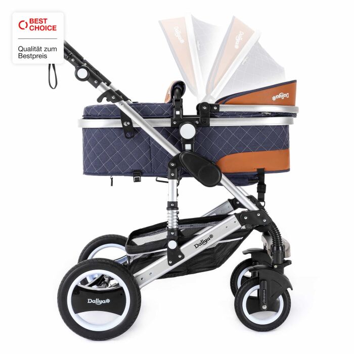 BAMBIMO Kinderwagen 3in1 (ein Daliya&reg; refurbished Produkt Blau mit Wei&szlig;)