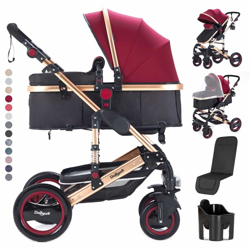 BAMBIMO Kinderwagen 2in1 (ein Daliya® refurbished Produkt Bordeaux-Rot)